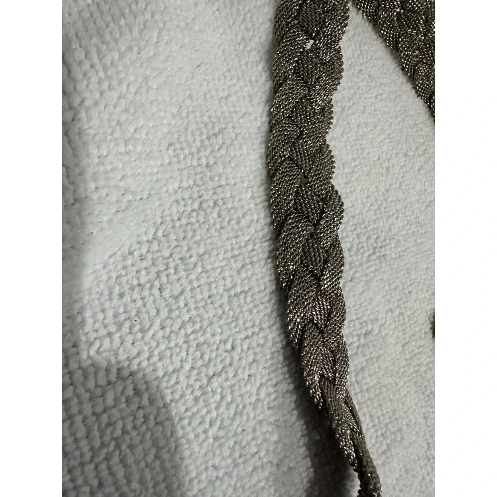 Womens Vintage Braided Chain Belt Metallic‎ Silver Adjustable Dressy Fashion